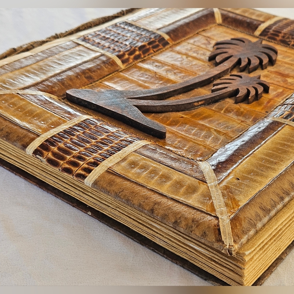 Photo Album Tropical Palm Trees Natural Fiber Pages Binding Cover Bahamas Hawaii - Picture 4 of 13